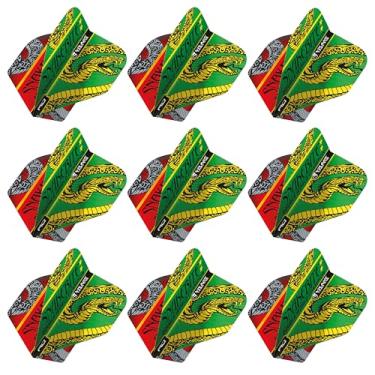 Imagem de RED DRAGON Yin Yang Double Sided Peter Wright Snakebite Red & Green Standard Dart Flights 3 conjuntos por pacote (9 voos de dardo no total)
