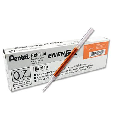 Imagem de Pentel Refil de tinta para caneta de gel EnerGel e Lancelot, ponta de metal (0,7 mm), tinta laranja, pacote com 12 (LR7-F)