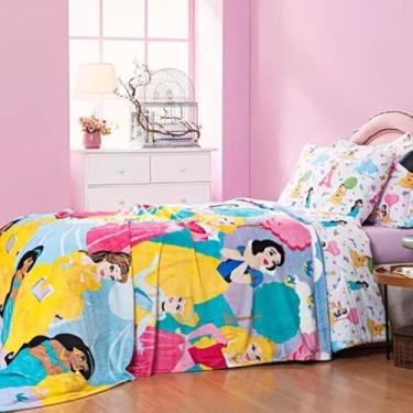 Imagem de Manta Solteiro Infantil Princess, Cobertor Estampado com Personagens, Toque Suave e Macio, Costura Refor�ada