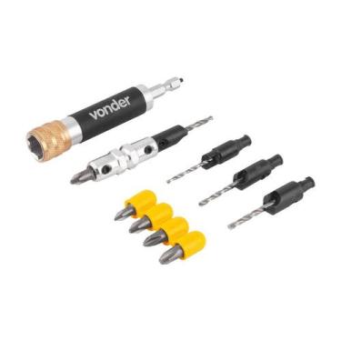 Imagem de Jogo bits/ponteiras brocas escareadoras 11 pcs encaixe 1/4 vd - VONDER
