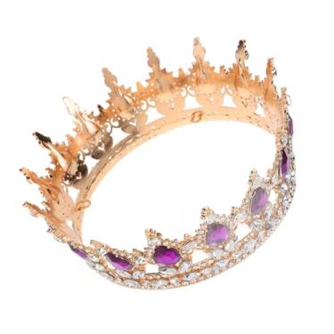 Imagem de DEARMAMY Tiara De Noiva Barroca Redonda - Coroa De Strass Roxo Escuro Mulheres Acessório De Cabeça De Princesa Vintage Noivas Festas E Ocasiões Especiais