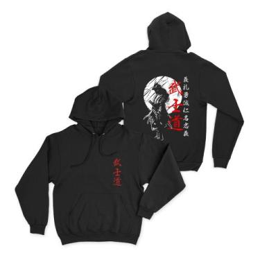 Imagem de Moletom Canguru Unissex Samurai Japonês Streetwear Anime algodão flane
