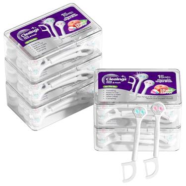Imagem de cleaings 15 Mini Escovas De Língua Descartáveis Com Pasta Limpeza, Contas E Palitos Fio Dental, Limpadores, Redutores Mau Hálito, Sabor Raspador (Pacote 5)