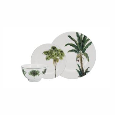 Imagem de Serviço de 18 Peças com Bowl em Porcelana, Decoração Palmeiras, Assinada por Lelli Orleans e Bragança, Porcelana Schmidt
