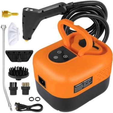 Imagem de HCCTWOOW Limpadores A Vapor Portáteis De 1200 Ml, Limpador Pressurizado Multissuperfícies Com 5 Acessórios, Para Estofados, Pisos Carros, Sujeira, Graxa, Rejunte E Azulejos (Laranja - Ml)