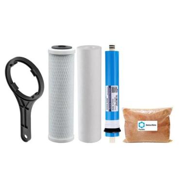 Imagem de Refil Troca Filtro Osmose Reversa 4 Estágios 5 Micras 50gpd - Br Fish 