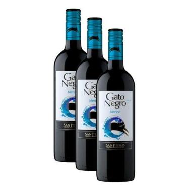 Imagem de Kit 3 Vinho Chileno Tinto Merlot Gato Negro 750ml