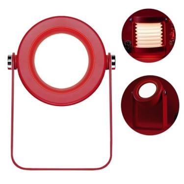 Imagem de Lámpada ao Lado da Cama do Quarto, Lâmpada de Mesa LED, Lâmpada Pendurada de Acampamento, Luz Noturna com Bateria Recarregável USB TPYE-C, Lanterna de Madeira Para Casa, ao ar Livre (Vermelho)