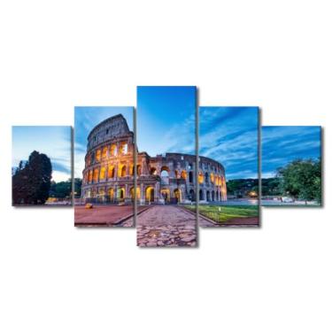 Imagem de Pintura de parede iluminada Coliseu ao anoitecer Roma paisagem natural quarto sala de estar decoração de parede quadros modernos emoldurados arte para decoração de parede banheiro decorações de