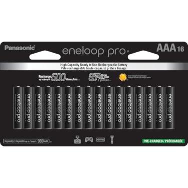 Imagem de Baterias recarregáveis pré-carregadas de alta capacidade Ni-MH eneloop pro AAA Panasonic BK-4HCCA16FA, pacote com 16 baterias