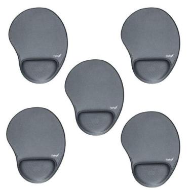 Imagem de Kit 5X Mouse Pad Com Apoio Ergonômico Cinza Reflex