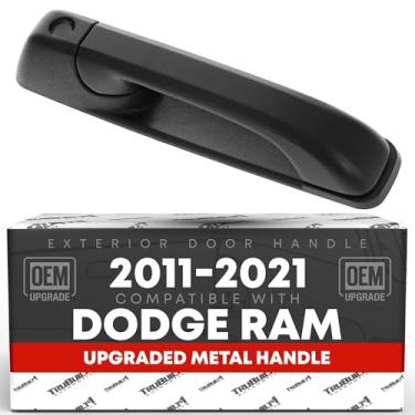 Imagem de Maçaneta externa da porta do passageiro, metal atualizado - compatível com Dodge Ram 1500 2011-2021, Ram 2500, Ram 3500, Ram 4500, Ram 5500 - Preto texturizado com fechadura - OEM 55112382AC- MT,