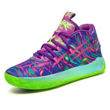 Imagem de FOTN Tênis feminino multicolorido com cadarço, cano alto, casual, respirável, esportivo, atlético, caminhada, corrida, basquete, Cor verde, 37