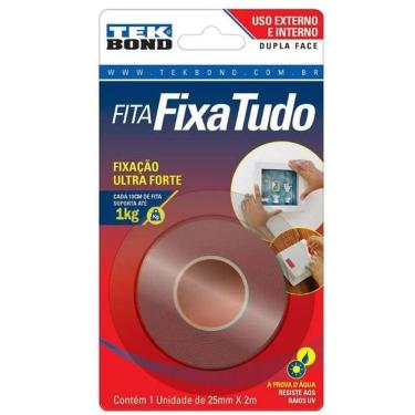 Imagem de Fita Dupla Face Fixa Tudo Ambiente Externo 25mm X 2m - 1kg - Tek Bond -
