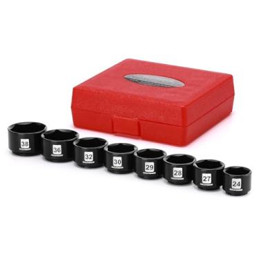 Imagem de MIXPOWER Conjunto de 8 peças de soquete de filtro de óleo de perfil baixo de 3/20.3 cm, 24 mm, 27 mm, 28 mm, 29 mm, 30 mm, 32 mm, 36 mm, 38 mm, removedor de tampa de filtro de óleo e conjunto de