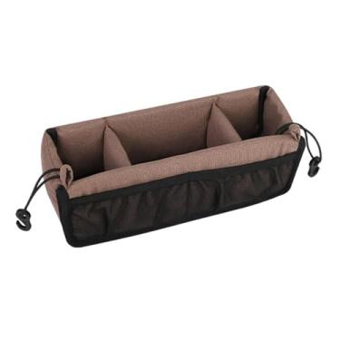 Imagem de Kokiya Bolsa de carrinho de bebê para viagem, resistente ao desgaste, com 3 compartimentos, porta-copos para lanches, brinquedos, copo de água, mamadeira, Marrom