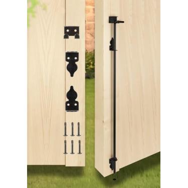 Imagem de Parafuso de bengala resistente de 91,44 cm trava de chão para cercas de metal de vinil de madeira PVC, portas duplas, aço sólido preto - 1 pacote
