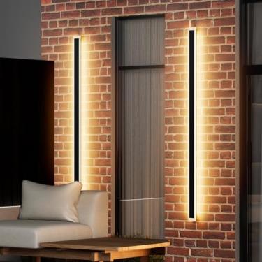 Imagem de Aipsun Luminárias De Parede Led Para Áreas Externas, Arandelas Pretas Para Áreas Externas 3000K, Luminárias De Parede Modernas De 23,6 Polegadas Para Varanda, Pátio E Casa (1 Pacote)