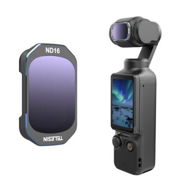 Imagem de TELESIN Filtro magnético ND16 compatível com acessórios DJI Osmo Pocket 3, vidro óptico multi-revestido - Filtro de lente ultra fino polarizador de densidade neutra HD, acessórios para câmera de ação