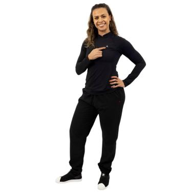 Imagem de Calça Esportiva Feminina Fishing Co Proteção Solar fps UV50 + Preta Pesca Trilha