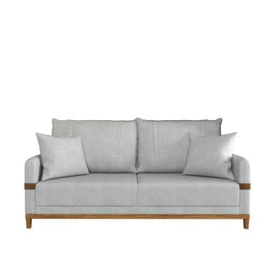 Imagem de Sofá 3 Lugares Living Com Almofadas Pés Madeira Kazu Bex's - Bexs Esto