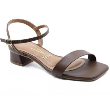 Imagem de Sandália Vizzano Salto Bloco Baixo Casual Feminina - Marrom, 36