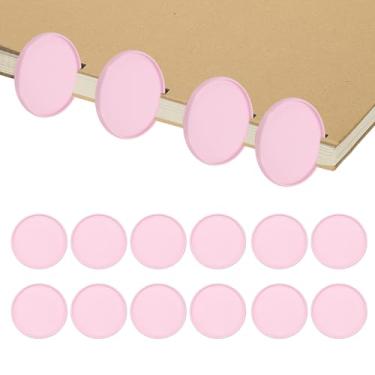 Imagem de PATIKIL Discos de encadernação de livros de plástico de 5 cm, pacote com 12 discos de expansão de disco, anéis redondos para fichário para agenda de caderno DIY, rosa