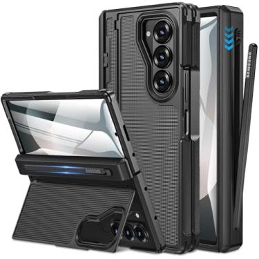 Imagem de NINKI Capa para Samsung Galaxy Z Fold 7 com suporte para caneta S e suporte invisível, capa protetora de tela embutida com dobradiça de corpo inteiro para Samsung Z Fold 7 com compartimento e suporte