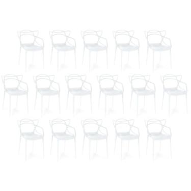 Imagem de Kit 16 Cadeiras de Jantar Allegra Prática Empilhável - Branco
