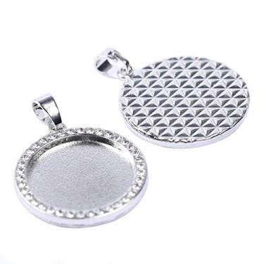 Imagem de Reidgaller 10 peças com configurações de cabochão de strass, 20 mm, bandejas redondas com pingente faça você mesmo, Zinco, cristal, metal, resina, strass, Strass Sem Pedra Preciosa