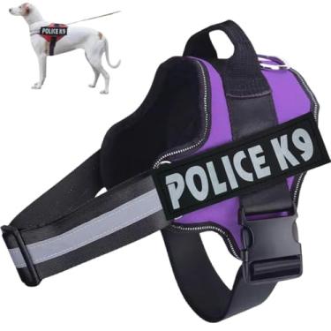 Imagem de Coleira Peitoral Para Cachorro Porte Pequeno Médio e Grande Colete Confortável Policia K9 (Lilás, GG)