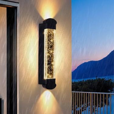 Imagem de Candeeiros de parede LED modernos de cristal ao ar livre IP65 à prova d'água de alumínio preto arandelas de parede com holofote luminária de parede de varanda interna/externa para trilhos de terraço