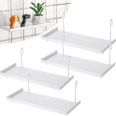 Imagem de Yaocom 4 peças de ganchos de prateleira de grade e prateleira suspensa para painel de grade de arame, acessórios de painel de grade, prateleiras de parede de metal para varejo de garagem doméstica