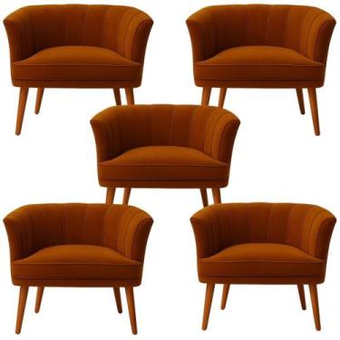 Imagem de Jogo 5 Poltronas Decor para Recepção Clinica Tecido Veludo Confortavel