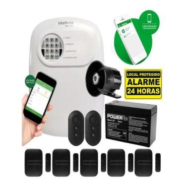 Imagem de Kit Alarme Sem Fio Intelbras 5 Sensores Magnéticos, Bateria e App Celu