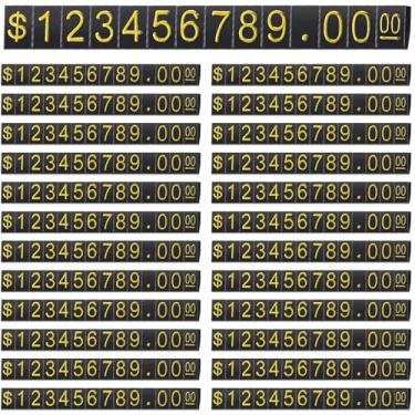 Imagem de Vicenpal Suporte de etiqueta de exibição de etiqueta de preço ajustável com cubos de letras e números, blocos de etiquetas de preços para varejo, joias e preços de loja (preto com ouro)