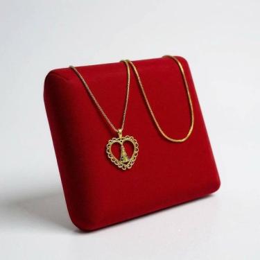 Imagem de Cordão Feminino 1Mm Nossa Senhora Coração Banhado A Ouro 18K