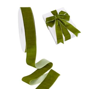 Imagem de PH PandaHall Fita de veludo de 3,5 cm, fita vintage de 25 metros, fitas de cetim para embrulho de cabelo, decoração de casamento, Natal, arranjos de flores, buquês de noiva, artesanato, verde-oliva