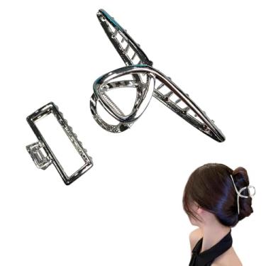 Imagem de Kit 2x Piranha Prendedor De Cabelo Piranha Metal Presilha Metal Prata Luxo Vintage Feminina Elegante Mulheres Menina
