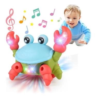 Imagem de Caranguejo Musical Infantil com Luzes LED, Movimento e Som, Brinquedo Educativo Interativo, Cores Vibrantes, Caranguejo Fujão para Crianças