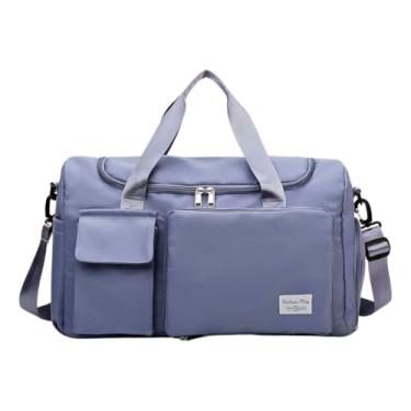 Imagem de Mala de Mao Compacta de Viagem Feminina Funcional com Alca Transversal Bolsa de Viagem em Nylon Resistente com Bolso para Sapatos Ajustavel Leve e Versatil Ideal e Uso Diario (Azul)