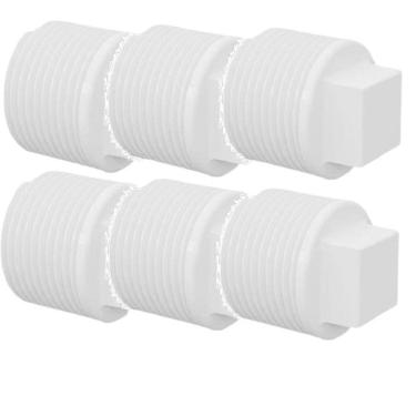 Imagem de Kit 6 Tampão Plug Pvc Roscável 1.1/2 Branco  50Mm  Tigre