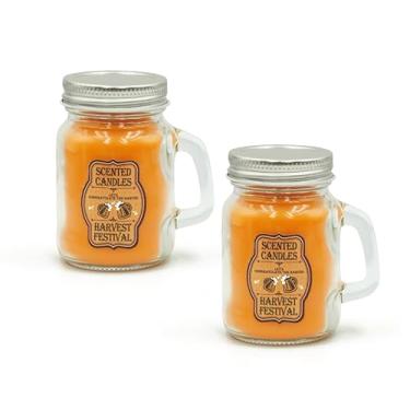 Imagem de Vela perfumada Harvest Festival - Canecas de cerveja de vidro com especiarias de abóbora e maçã canela (2 x 120 g) | Fragrância para casa de outono e decoração sazonal, velas de aromaterapia