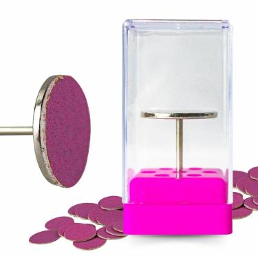 Imagem de Kit Broca Disco + 15 Refil Lixa 80/120/180 + Suporte Unhas