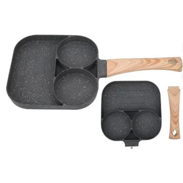 Imagem de Frigideira 3 Divisórias Antiaderente Alumínio Preta Sem Óleo