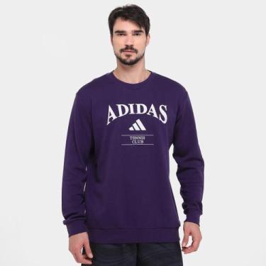 Imagem de Camiseta Manga Longa Adidas Heritage Masculina, Roxo, Branco, P
