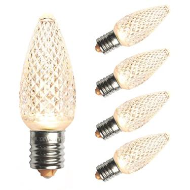 Imagem de Yirunfa Lâmpadas de Natal C9, pacote com 25, 120V UL grau comercial, lâmpadas LED reguláveis para cordão de luz de Natal E17 e uso interno e externo (branco quente)