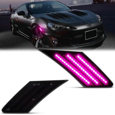 Imagem de POPMOTORZ Lâmpada de sinalização piscante de LED para para-lama frontal compatível com Subaru BRZ Scion FRS T-oyota FT86 2013-2020 substitui lâmpada lateral para-choque lente fumê rosa roxo LED 2