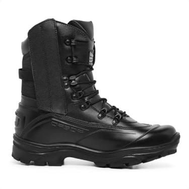 Imagem de Bota Tática Militar de Combate, Coturno Alto com Cadarço, Disponível em Preto, Bege e Verde Militar (Preto/Couro, BR, Adulto, Numérico, 43)