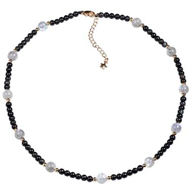 Imagem de Jewever Gargantilha Com Pedra Da Lua/Obsidiana Negra Para Mulheres, Cristais E Pedras De Cura, Contas Preciosas Reiki, Colares Joias